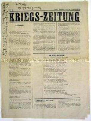 Nachrichtenblatt für die deutschen Truppen im besetzten Frankreich "Kriegs-Zeitung"