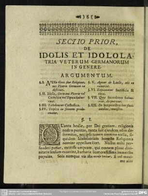 Sectio Prior, De Idolis Et Idololatria Veterum Germanorum In Genere