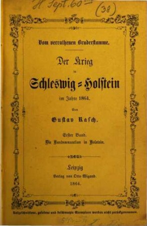 Vom verrathenen Bruderstamme : Der Krieg in Schleswig-Holstein im Jahre 1864. 1., Die Bundesexecution in Holstein