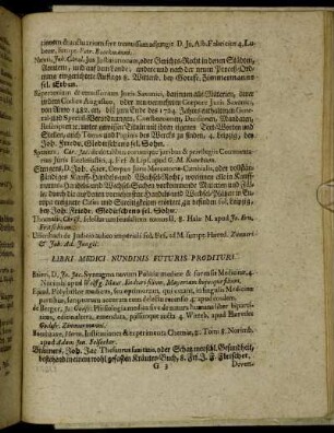 Libri Medici Nundinis Futuris Prodituri. - Libri Philosophici Futuris Nundinis Prodituri.