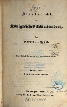 Das Staatsrecht des Königreiches Württemberg, 2. Das Verwaltungsrecht