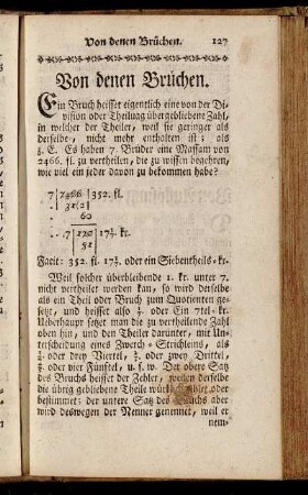 Von denen Brüchen. - Division in Brüchen.