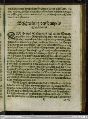 Beschreibung des Tempels Salomonis