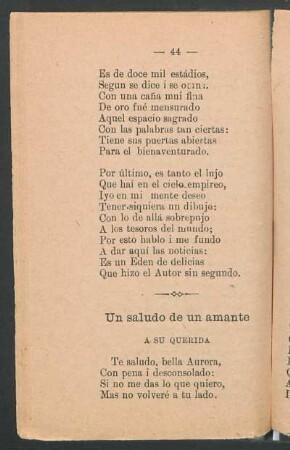 Un saludo de un amante a su querida