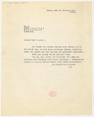 Brief an Erwin Lendvai : 19.02.1930