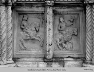 Fontana Maggiore : Unteres Becken mit Darstellungen aus dem Alten Testament, der Artes mechanicae, der Sieben Freien Künste und Monatsdarstellungen : Allegorische Monatsdarstellung des Mai mit Tierkreiszeichen Zwillinge