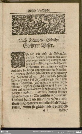 Nach Standes-Gebühr Geehrter Leser