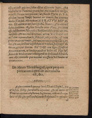 De Mixto Ebraea lingua, quae propter peccatum superbiae introducta est, &c. XXXIII.