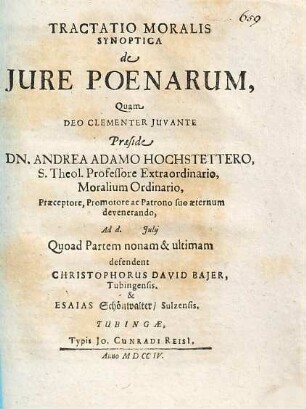 Tractatio Moralis Synoptica de Jure Poenarum, 9. Tractatio moralis synoptica de iure poenarum