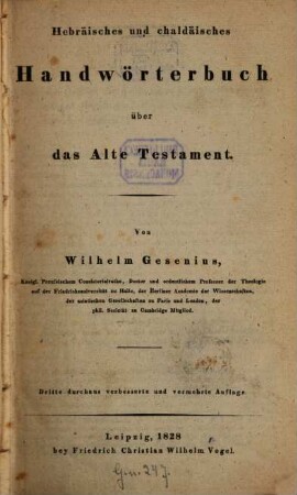 Hebräisches und chaldäisches Handwörterbuch über das Alte Testament