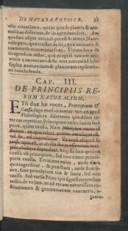 Cap. III. De Principiis Rerum Naturalium