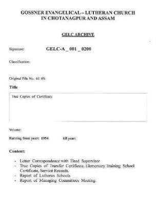 True Copies of Certificats