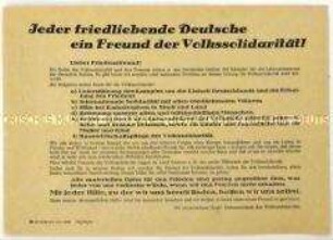 Spendenaufruf eines Ortsausschusses der Volkssolidarität im Land Sachsen