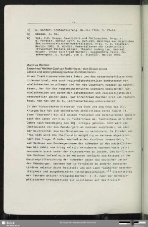 Ehrenfried Walther Graf von Tschirnhaus - eine Skizze seines Lebens und seiner philodophischen Grundposition