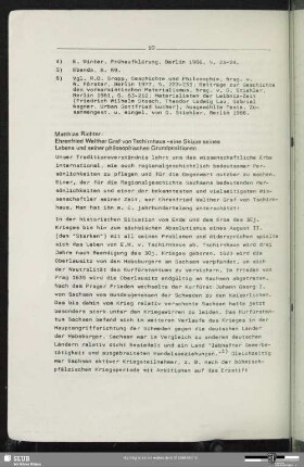 Ehrenfried Walther Graf von Tschirnhaus - eine Skizze seines Lebens und seiner philodophischen Grundposition