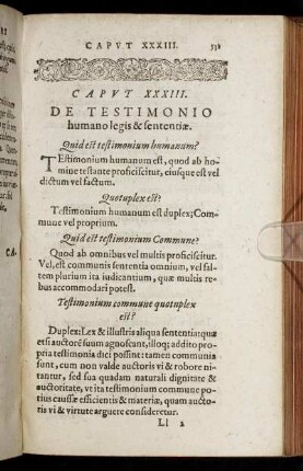 Caput XXXIII. De Testimonio humano legis & sententiæ.