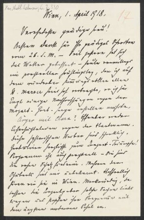 Brief an Lilli Lehmann : 01.04.1918