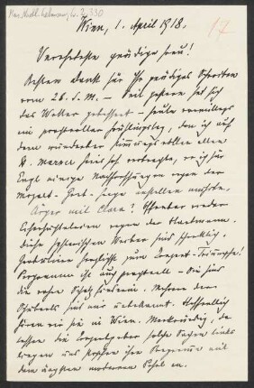 Brief an Lilli Lehmann : 01.04.1918