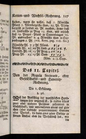 127-139, Das 11. Capitel. Von der Regula Societatis, oder Gesellschafts- und Haverey-Rechnung.