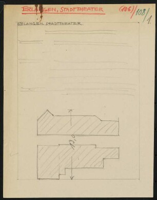 Komödienhaus, Erlangen: Layout-Skizze, drei Seiten