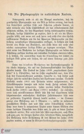 VII. Die Photographie in natürlichen Farben