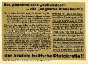 NS-Propagandazettel "Parole der Woche", Nr. 15, mit antibritischer Polemik