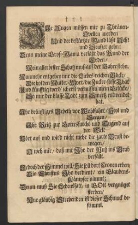 Die Augen müssen mir zu Thränen-Quellen werden [...]