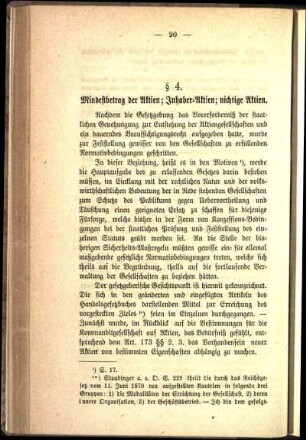 § 4. Mindestbetrag der Aktien; Inhaber-Aktien, nichtige Aktien.