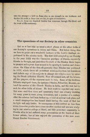 59-61, The operations of our Society in other countries