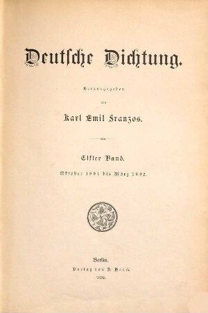 Deutsche Dichtung. 11. 1891/92