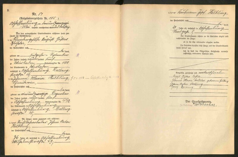 Standesamtsbuch der Stadt Aschaffenburg: Eheschließungen 252/1930 - 130/1931