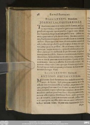 Epist. LXXXVII. Venlonam. Antonio Huysmanno, Suo.