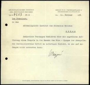 T. Wiegand an DAI Athen