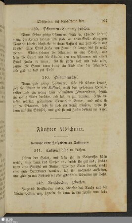 Fünfter Abschnitt. Gemüse oder Zuspeisen an Fasttagen