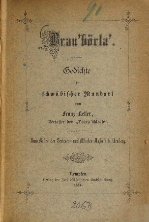 Brau'börla : Gedichte in schwäbischer Mundart