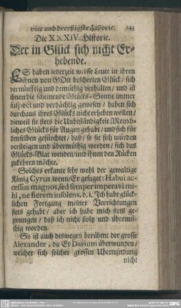 Die XXXIV. Historie. Der in Glück sich nicht Erhebende