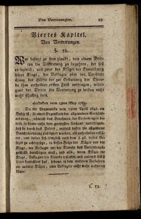 Viertes Kapitel. Von Vertretungen. - Neuntes Kapitel. Von dem Konkursproßesse.