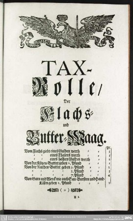 Tax-Rolle, Der Flachs- und Butter-Waag