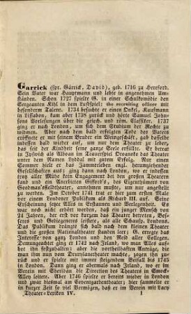 Allgemeines Theater-Lexikon oder Encyklopädie alles Wissenswerthen für Bühnenkünstler, Dilettanten und Theaterfreunde, 4. Garrick bis Ker, Keren