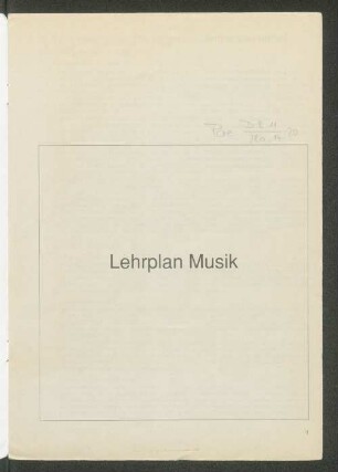 Lehrplan Musik für die gymnasiale Oberstufe
