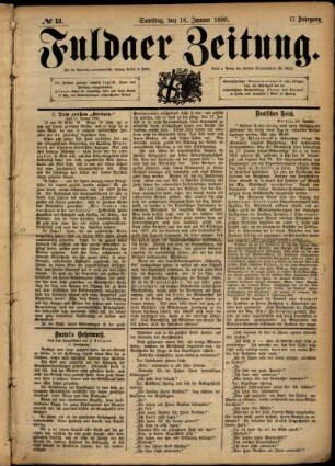 Ausgabe vom Samstag, den 18. Januar 1890.