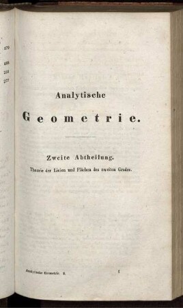 Analytische Geometrie. Erstes Kapitel - Fünftes Kapitel.