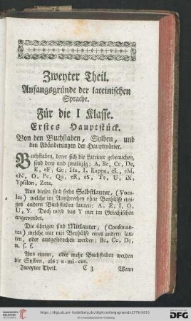 Zweyter Theil: Anfangsgruende der lateinischen Sprache