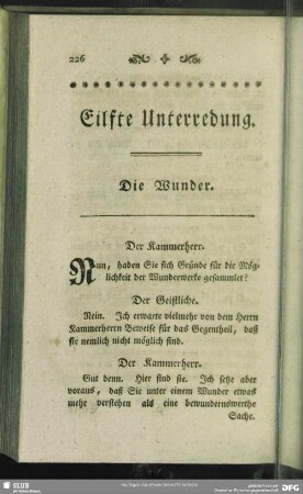 Eilfte Unterredung. Die Wunder
