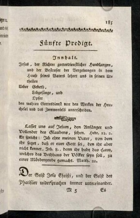 185-206, Fünfte Predigt.