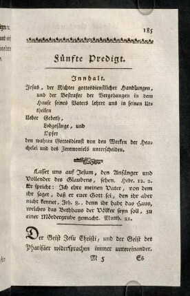 185-206, Fünfte Predigt.
