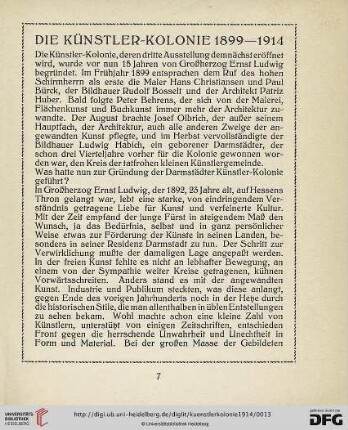 Die Künstler-Kolonie 1899-1914