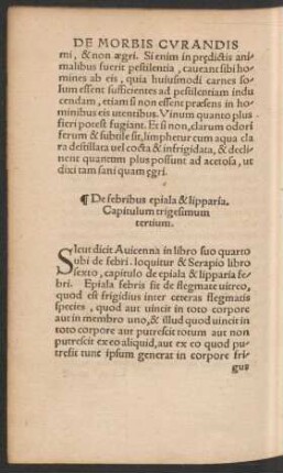 De febribus epiala & lipparia. Capitulum trigesimum tertium.