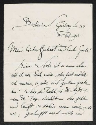 Brief von Walter Leistikow an Gerhart Hauptmann