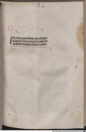 ... pars su[m]me sancti Thome de aquino doctoris Angelici de ordine predicatorum, 3